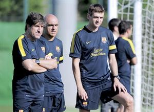 مدرب برشلونة تيتو فيلانوفا خلال التدريبات افپ

