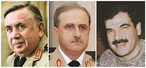 صورة القادة الذين قتلوا في عملية امس وهم اصف شوكت وداوود راجحة وحسن توركماني رويترز