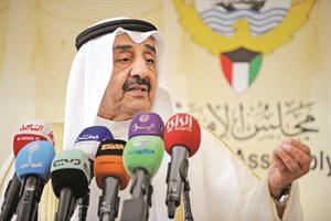 رئيس مجلس الامة جاسم الخرافي متحدثا في المؤتمر الصحافي امس	هاني الشمري﻿