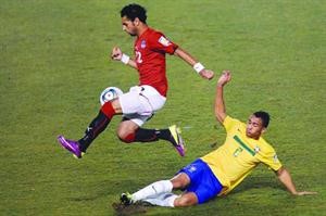 نجم مصر محمد صلاح تالق في مباراة سابقة امام البرازيل﻿