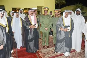 سمو ولي العهد الشيخ نواف الاحمد والشيخ مشعل الاحمد والشيخ ناصر صباح الاحمد والفريق ناصر الدعي خلال الزيارة﻿