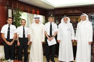 الكابتن يوسف الحميدي والعضو محمد الهلاليكرمان الكابتن فيصل الصراف ومساعده يوسف الباذر﻿