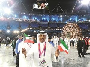 الديحاني خلال حفل افتتاح الاولمبياد