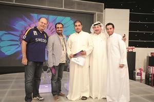 مدير عام كندور ناصر السعدون يتوسط وليد جاسم وعبدالحميد الربيعي وصالح دويخ وخالد امين في استديو البرنامج 	فريال حماد﻿
