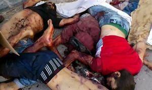 صورة عن الانترنت لجثث ضحايا قالت المعارضة السورية ان القوات النظامية نكلت بهم قبل قتلهم في حي القابون بدمشق افپ