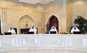 الوزراء جمال الشهاب ومسالم الاذينة ودعلي العبيدي وهاني حسين خلال جلسة مجلس الوزراء﻿