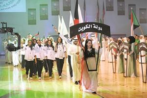 وفد الكويت المشارك في دورة الالعاب العربية الرياضية المدرسية خلال حفل الافتتاح﻿