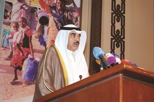 نائب رئيس مجلس الوزراء ووزير الخارجية الشيخ صباح الخالد خلال القاء كلمته