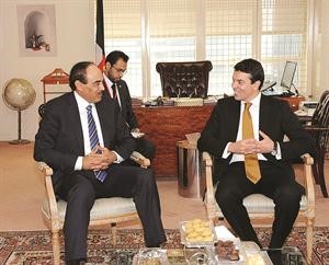 الشيخ صباح الخالد خلال لقائه وزير خارجية مقدونيا﻿