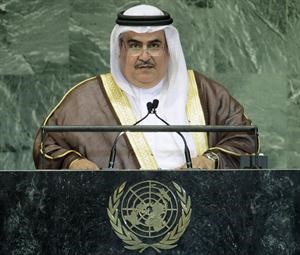 وزير الخارجية البحريني الشيخ خالد بن احمد ال خليفة يلقي كلمته امام الدورة 67 للجمعية العامة للامم المتحدةرويترز﻿