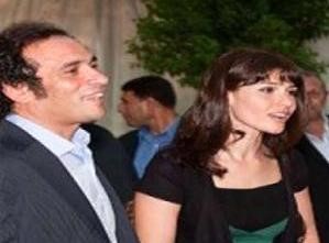 بسمة وزوجها عمرو حمزاوي خلال حفل مهرجان سينما الموبايل