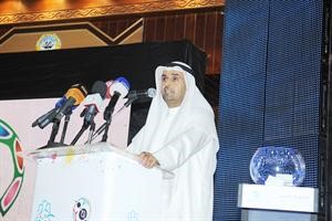 وزير المالية ووزير التربية والتعليم العالي دنايف الحجرف يتحدث في المؤتمر الصحافي	قاسم باشا﻿