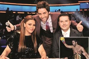 الطليحي مع راغب علامة واحلام في الجزء الاول من البرنامج وفي الاطار بعد حصوله على لقب بطل الخليج في GFC﻿