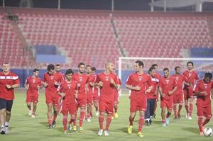 لاعبو الازرق في احد التدريبات السابقة﻿