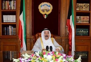 صاحب السمو الامير الشيخ صباح الاحمد لدى القائه كلمته الى اخوانه وابنائه المواطنين 
