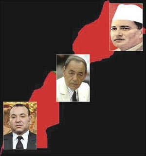 خريطة المملكة المغربية تشرح ملامح عهود ملوكها محمد الخامس ثم الحسن الثاني ومحمد السادس﻿