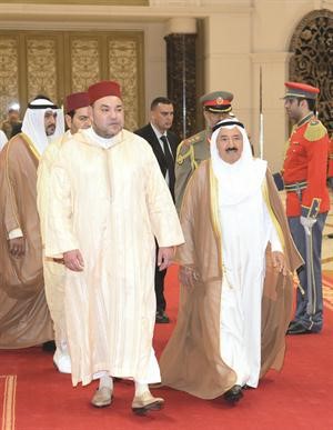 صاحب السمو الامير الشيخ صباح الاحمد في وداع ملك المغرب بعد اختتام زيارته للبلاد