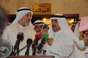 مسلم البراك متحدثا في المؤتمر الصحافي امس ﻿