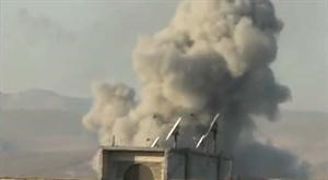 ﻿صورة عن فيديو بثها ناشطون للدخان المتصاعد نتيجة قصف طائرات الميغ لبلدات الغوطة الشرقية بريف دمشق﻿