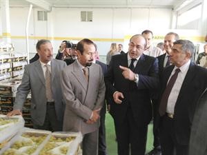 الشيخ علي الجابر والوفد المرافق خلال زيارتهم لاحدى الشركات﻿