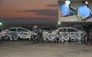 ارهابيون قيدوا حارسي امن واشعلوا النيران في مستودع للسيارات في منطقة سترة	 بنا﻿