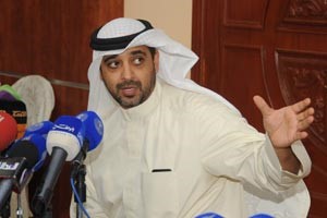 الشيخ محمد العبدالله متحدثا في المؤتمر الصحافي	هاني الشمري