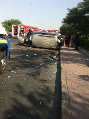صورة عن حادث تصادم الدائري الرابع﻿