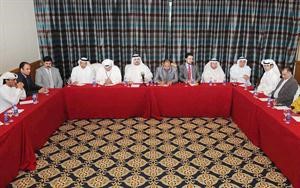 جانب من المؤتمر الصحافي للشركات المشاركة في معرض الراية للعقار	هاني عبدالله﻿
