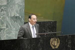 السفير منصور العتيبي خلال كلمته امام مؤتمر الامم المتحدة
