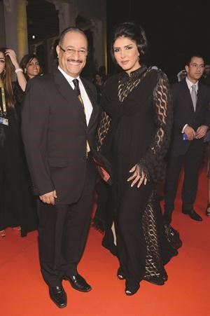 زهرة عرفات مع المخرج السينمائي البحريني بسام الزوادي بالمهرجان﻿