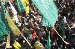 جانب من احتفالات الفلسطينين في غزة باتفاق الهدنة افپ