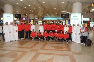وفد نادي الريان لدى وصوله المطار امس﻿