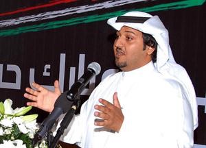 مبارك حسيان الدوسري متحدثا الى ناخبي الخامسة﻿