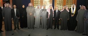 الوفد الصحافي مع نقيب الصحافيين العراقيين مؤيد اللامي والقائم بالاعمال في سفارتنا لدى بغداد خالد الجناعي
