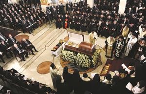الرئيسان ميشال سليمان ونجيب ميقاتي خلال قداس البطريرك اغناطيوس الرابع هزيم محمود الطويل