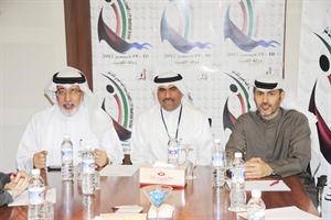احمد الجسمي وجمال سالم ورئيس المركز الاعلامي بالمهرجان الزميل مفرح الشمري اثناء المؤتمر الصحافي﻿