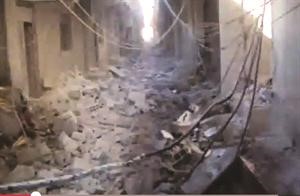 جانب من الدمار الذي خلفه قصف حي القابون في دمشق 