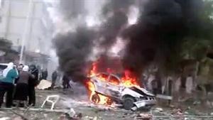 صورة عن فيديو بثه ناشطون لحظة انفجار سيارة مفخخة في القابون افپ