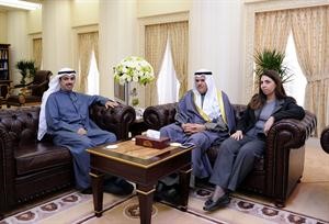 رئيس مجلس الامة علي الراشد مستقبلا وزير الاعلام الشيخ سلمان الصباح ووزيرة الدولة لشؤون التخطيط والتنمية درولا دشتي﻿