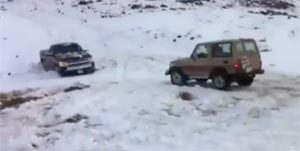بالفيديو... تفحيط على الثلوج في تبوك