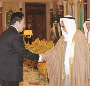 صاحب السمو الامير يتسلم اوراق اعتماد سفير كوريا الديموقراطية الشعبية﻿