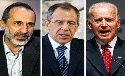 جو بايدن وسيرغي لافروف ومعاذ الخطيب