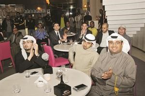 حمد المطر الوطنية للاتصالات وخالد العيسى بيت التمويل واحمد التركيت خلال حفل تكريم المتسابقين
