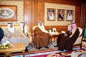 صاحب السمو الملكي الامير سلمان بن عبدالعزيز خلال استقباله رئيس مجلس الامة علي الراشد والوفد المرافق له﻿