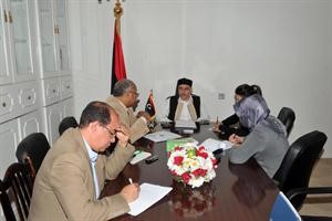جانب من المؤتمر الصحافي للسفير الليبي دمحمد عميش
