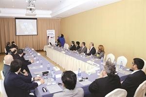 ياسمين الصمد خلال تقديم العرض التوضيحي لعملية ومراحل التطوير منذ بدء المشروع في شهر اغسطس 2012