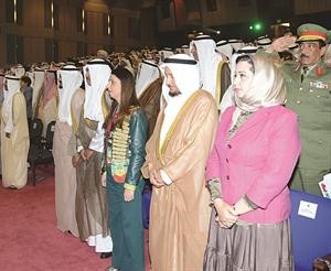 ذكرى الرشيدي ومشريدة المعوشرجي ودرولا دشتي وفيصل الحجي والشيخ احمد العبدالله في مقدمة الحضور﻿