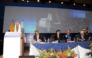 رئيس مجلس الامة ورئيس الشعبة البرلمانية علي الراشد يلقي كلمته امام المؤتمر 128 للاتحاد البرلماني الدولي﻿