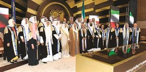 صاحب السمو الامير متوسطا دنايف الحجرف ودعبداللطيف البدر وقياديي الجامعة