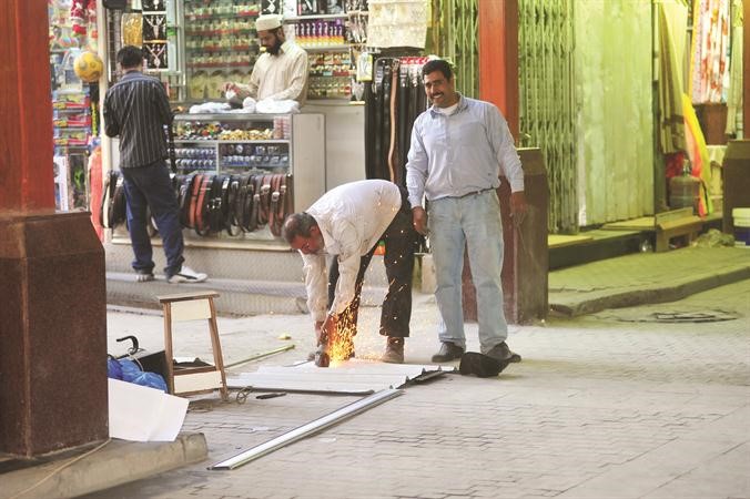 جانب من اعمال الترميم في سوق الحريم﻿